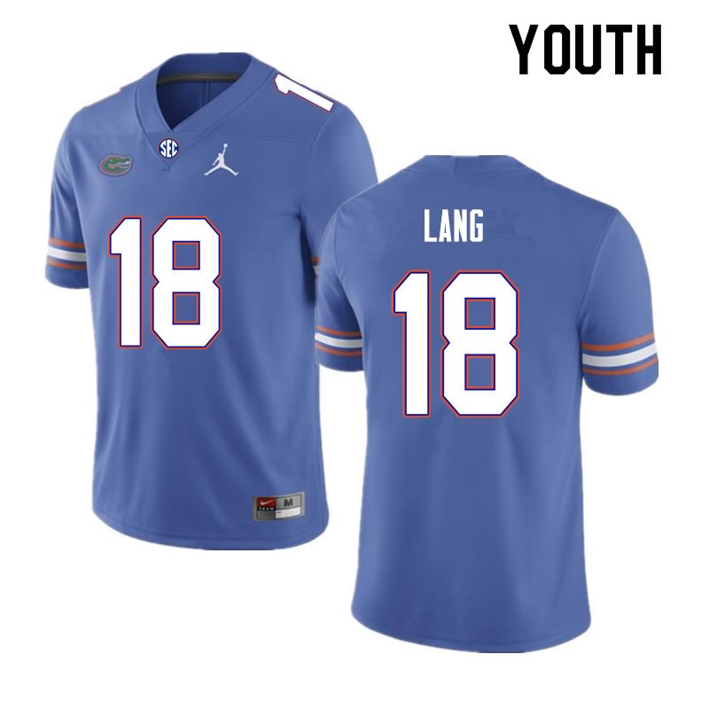 NCAA Florida Gators Dante Lang Youth #18 Nike Royal Stitched Authentic College Football Jersey CIK0764SD